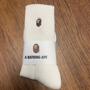 A Bathing Ape White Crew Sock NWT